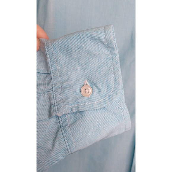 J.Crew Mens Size L Blue Long Sleeve Button Up Size Large 100% Cotton - Picture 4 of 8